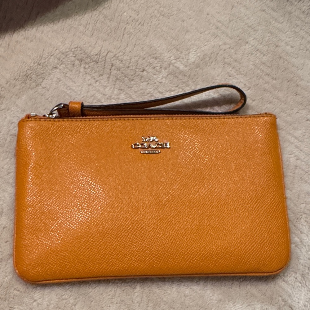 Coach Yellow Mustard Silver Hardware Wristlet